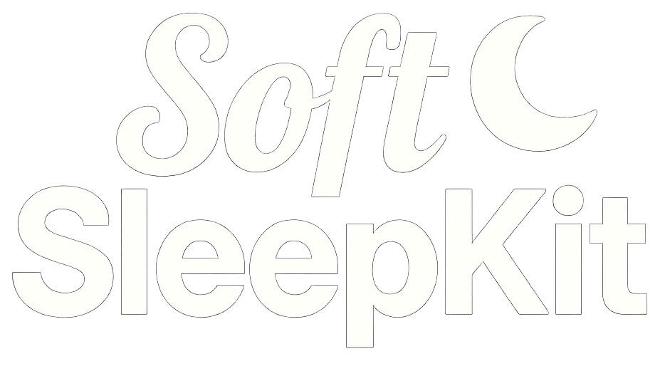 SoftSleepKit logo featuring a glowing crescent moon, representing premium sleep products for hot sleepers and nighttime comfort.